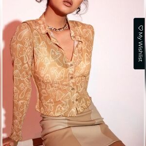 Motel Rocks Keyla Shirt In Tan Mushroom size Large